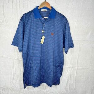 Peter Millar Mens Box Dot Jacquard Polo Shirt‎ Medium Blue Orange Marlin, NWT